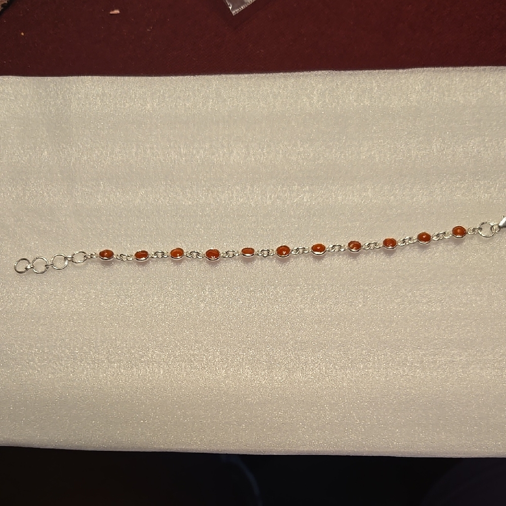 Sterling Silver and Carneilan Bracelet